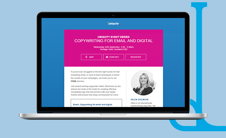 Event landing page on desktop