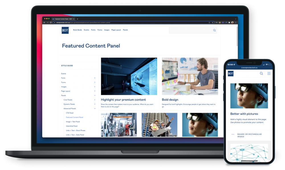 Responsive design on 2 devices: laptop and smartphone.